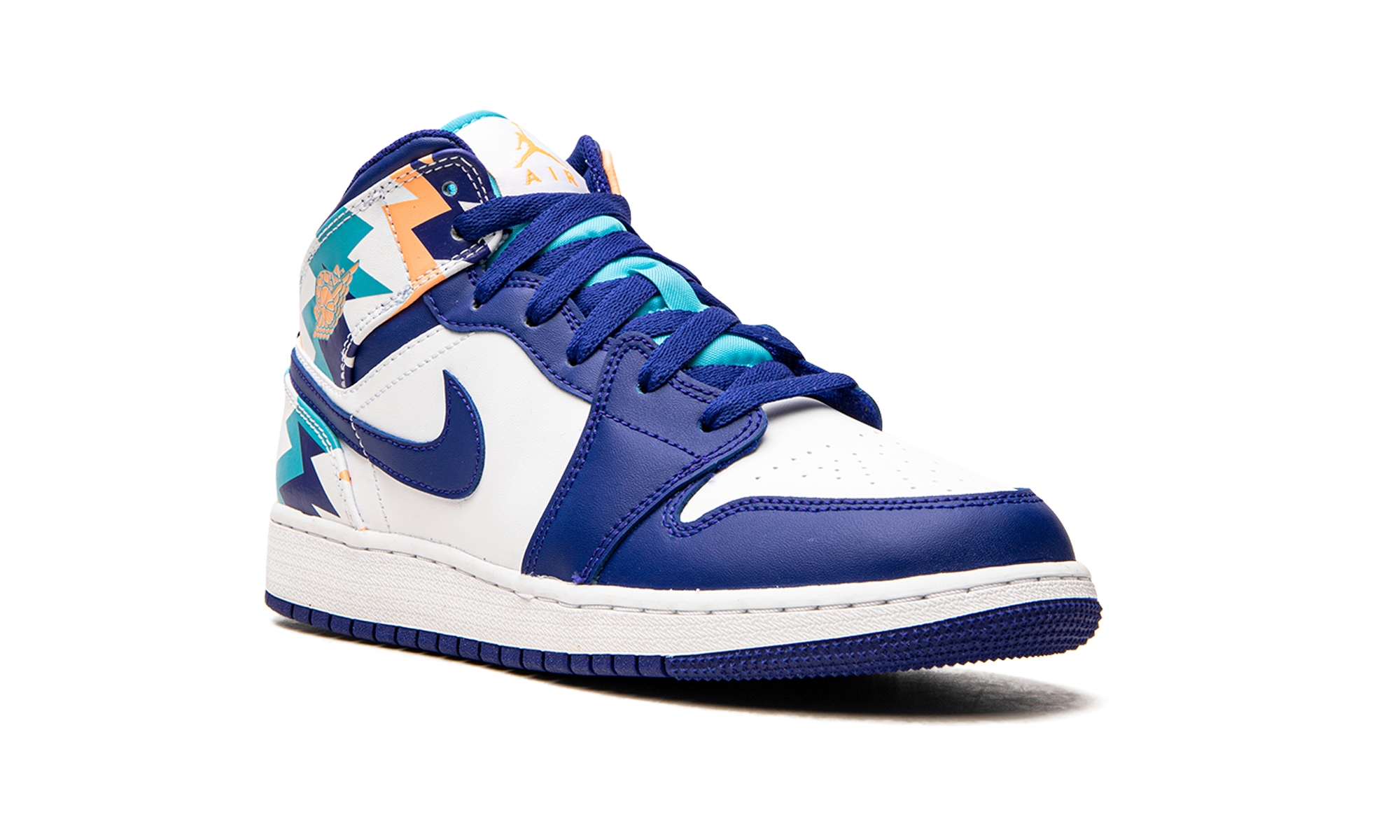 jordan 1 mid geometric print gs+555112-105+diagnol right view