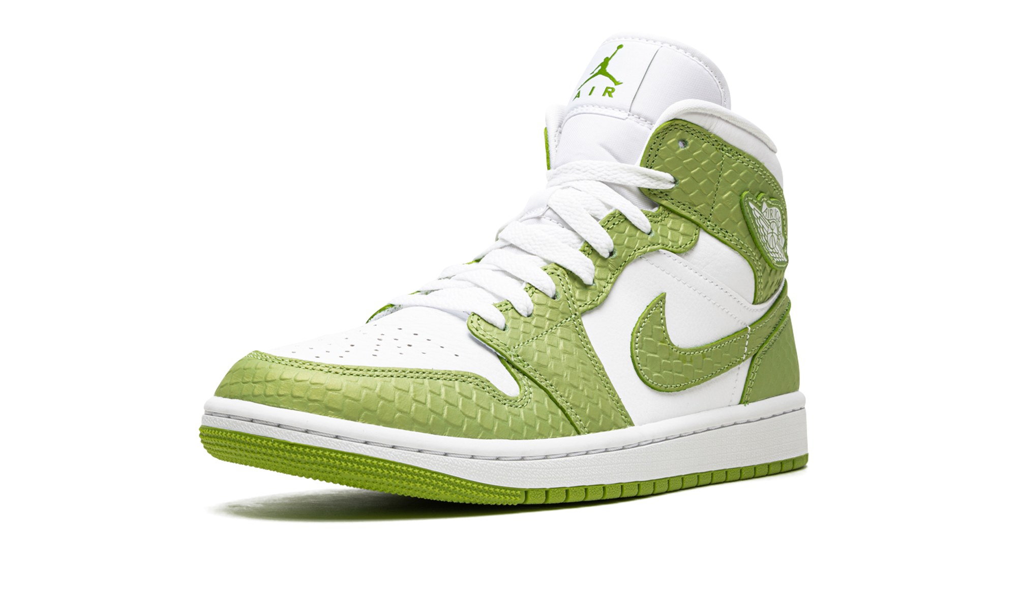 jordan 1 mid green python women s+DV2959-113+left diagnol single view