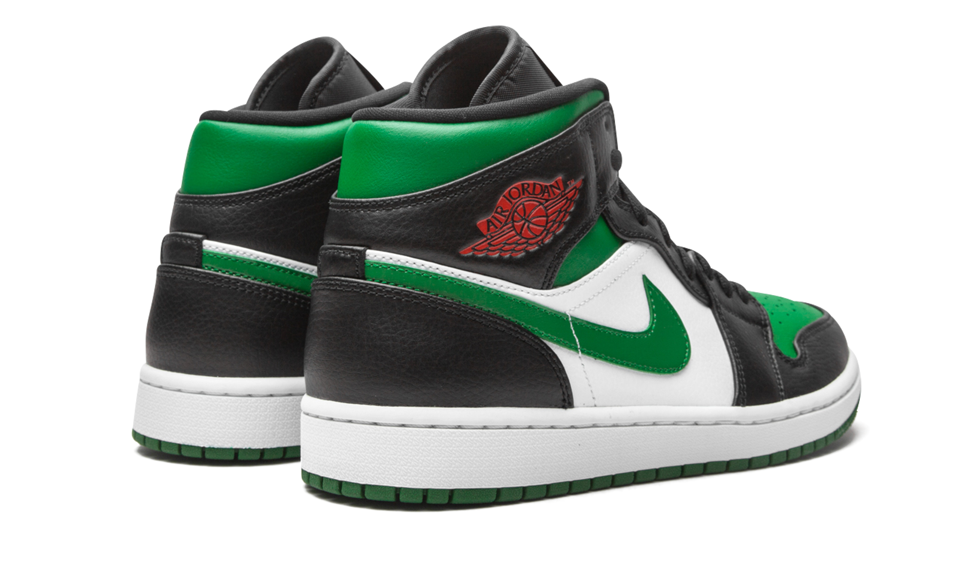 jordan 1 mid green toe+554724-067+diagnol right behind view