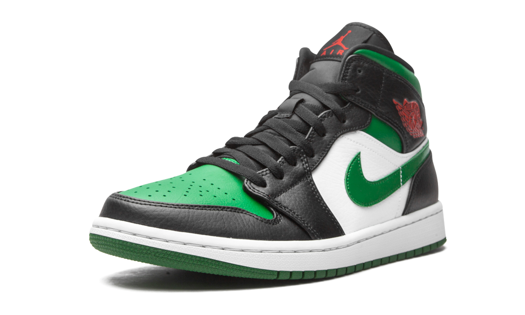 jordan 1 mid green toe+554724-067+left diagnol single view