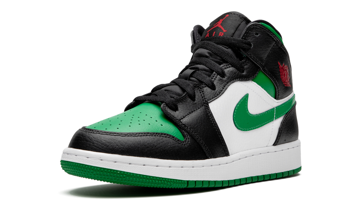 jordan 1 mid green toe gs+554725-067+left diagnol single view