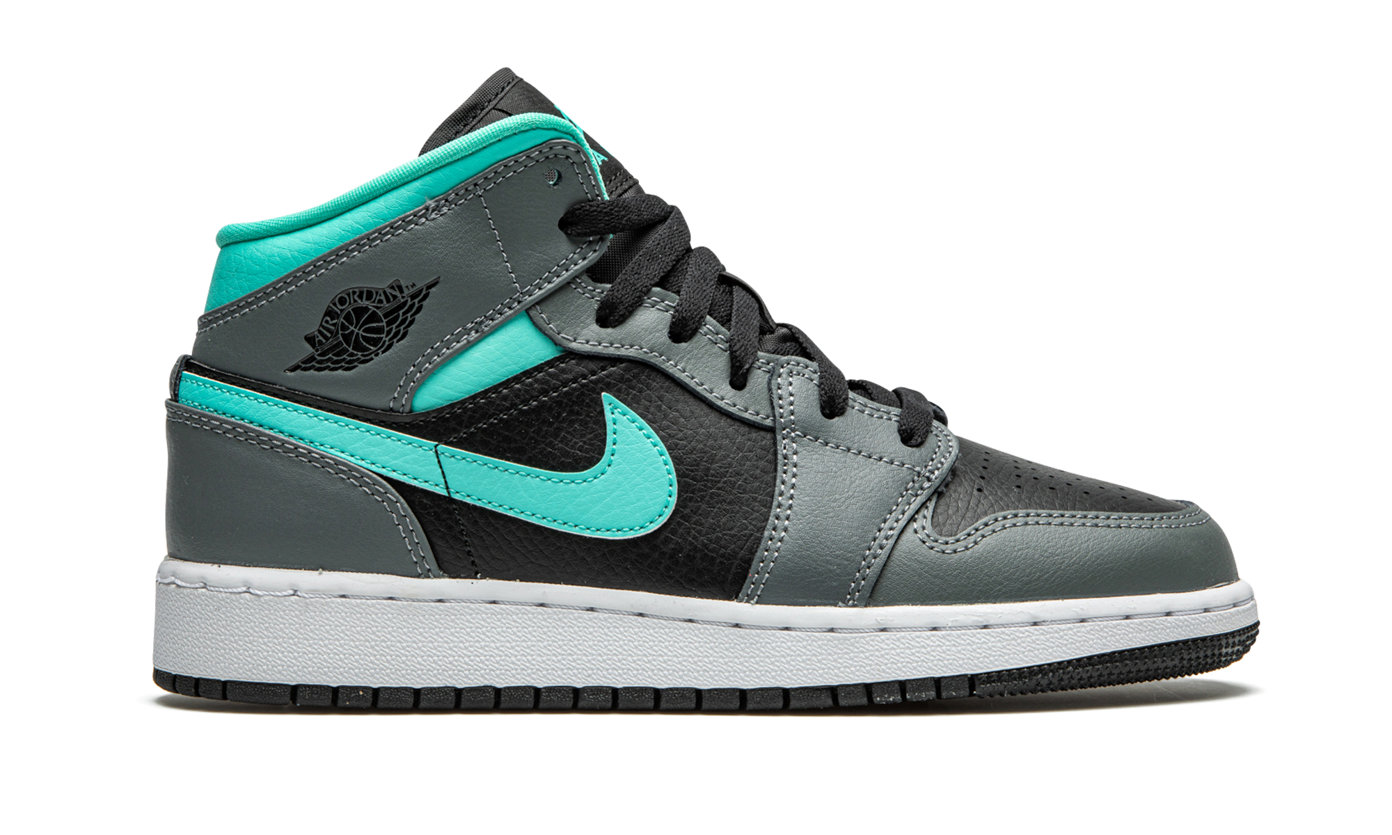 jordan 1 mid grey aqua gs+554725-063+right view