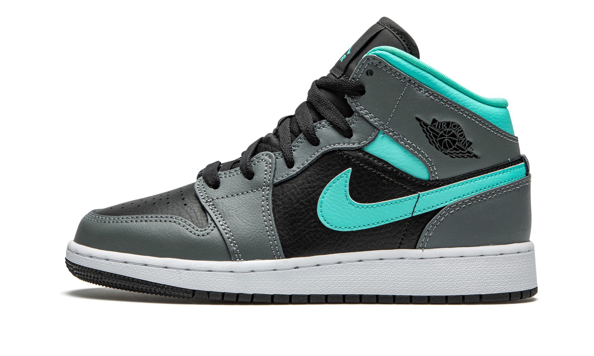 jordan 1 mid grey aqua gs+554725-063+diagnol right view 1