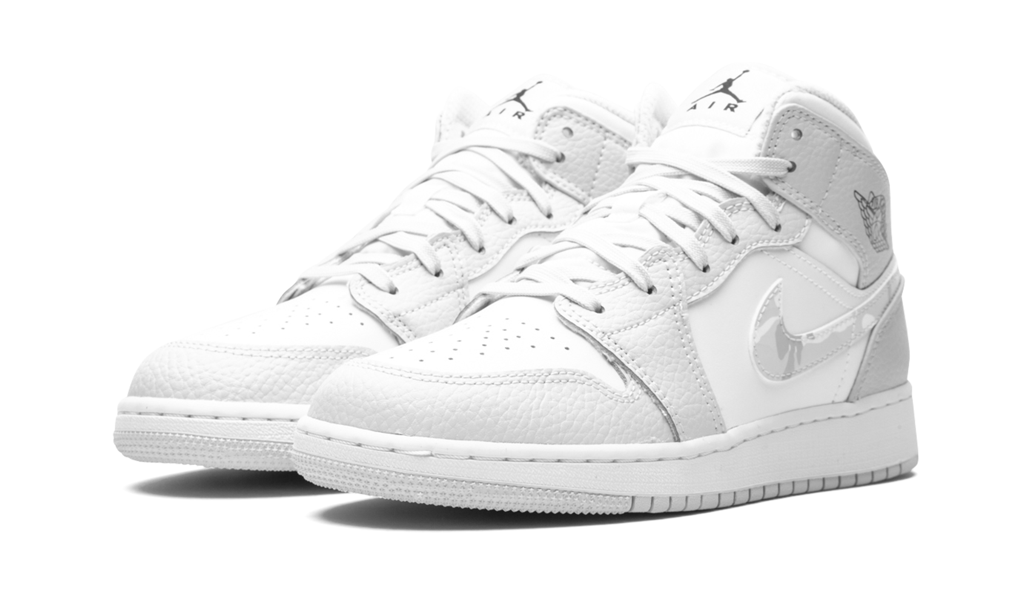 jordan 1 mid grey camo gs+DD3235-100+diagnol left view