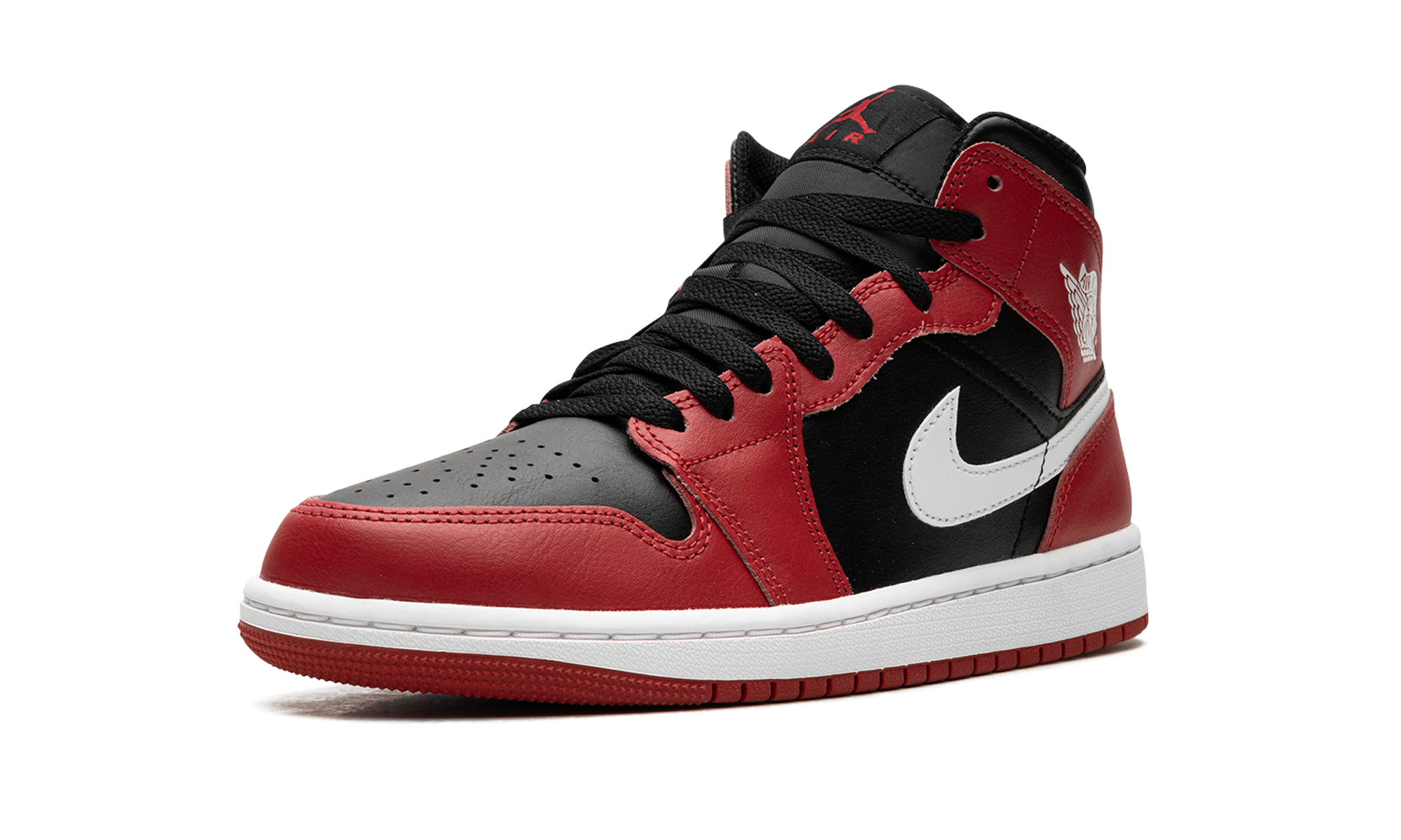 jordan 1 mid gym red black white 2024+DQ8426-061+diagnol right behind view
