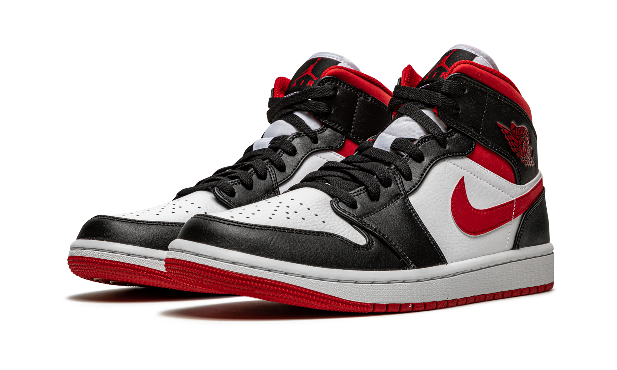 jordan 1 mid gym red black white+554724-122+diagnol left view