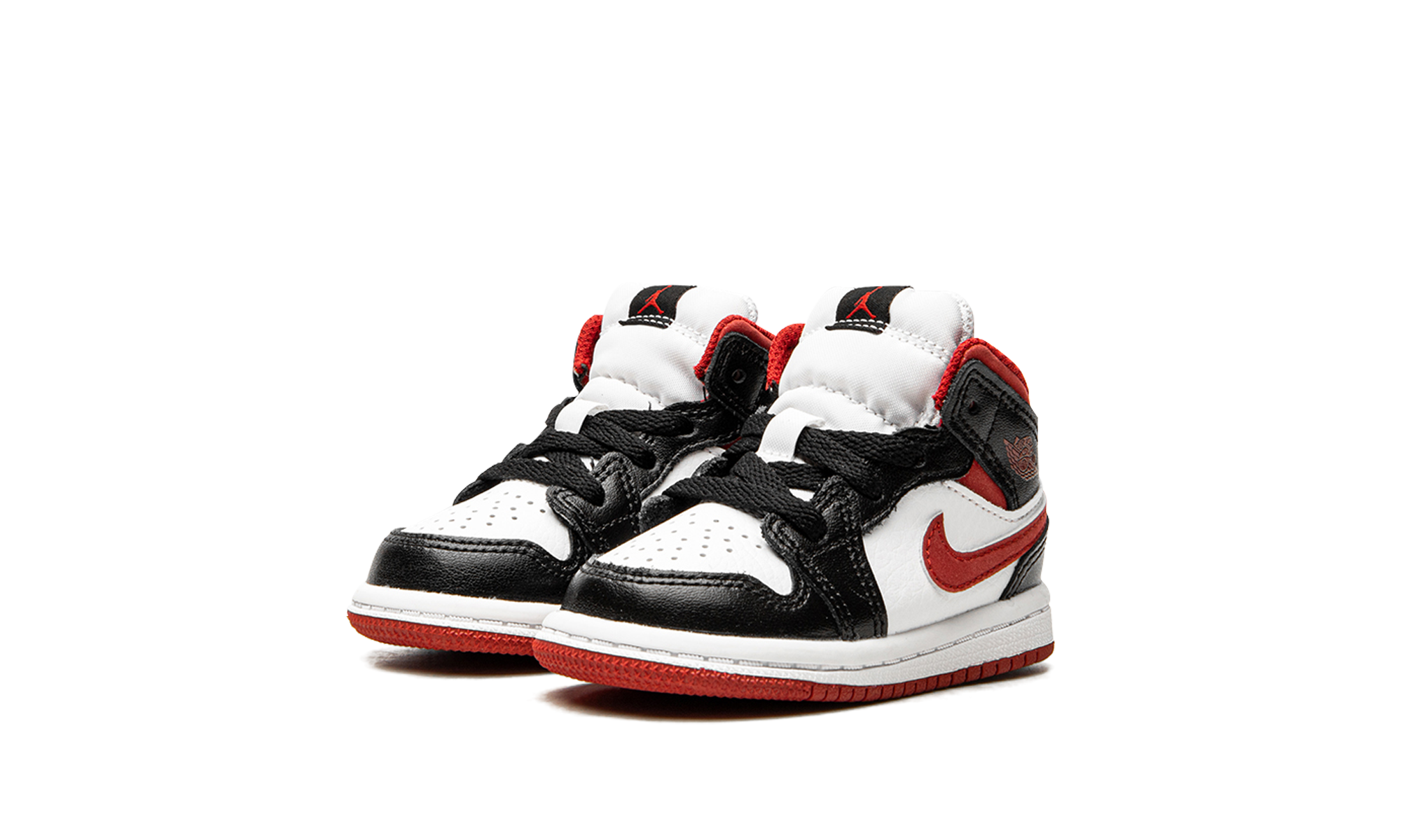 jordan 1 mid gym red black white td+640735-122+diagnol left view