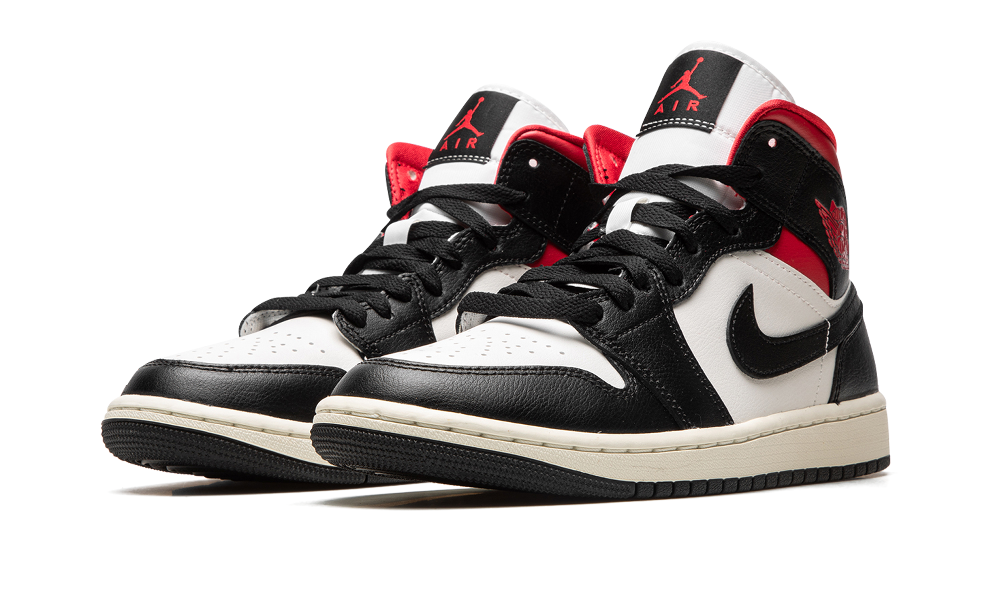 jordan 1 mid gym red panda women s+BQ6472-061+diagnol left view