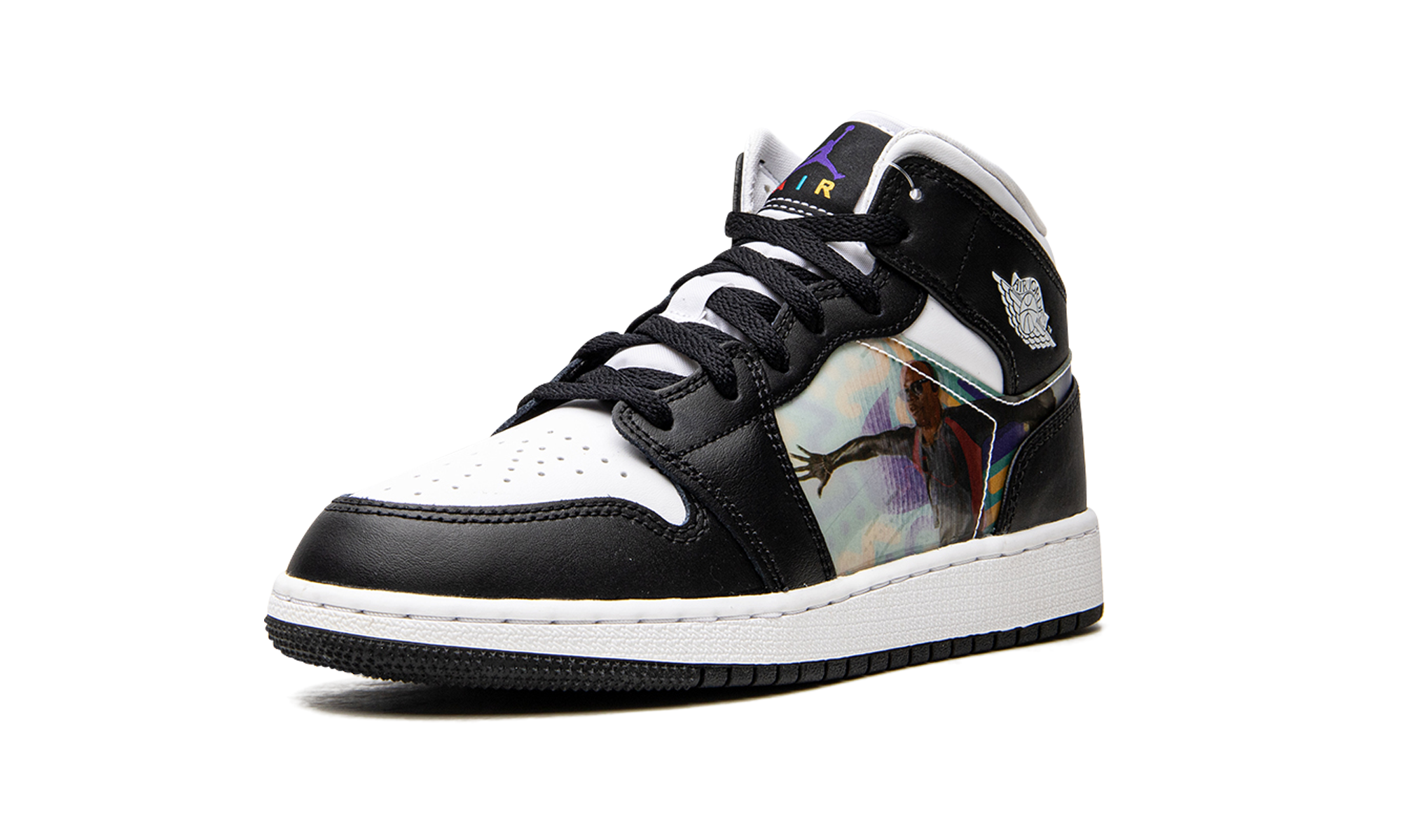 jordan 1 mid hologram gs+DR9495-001+left diagnol single view