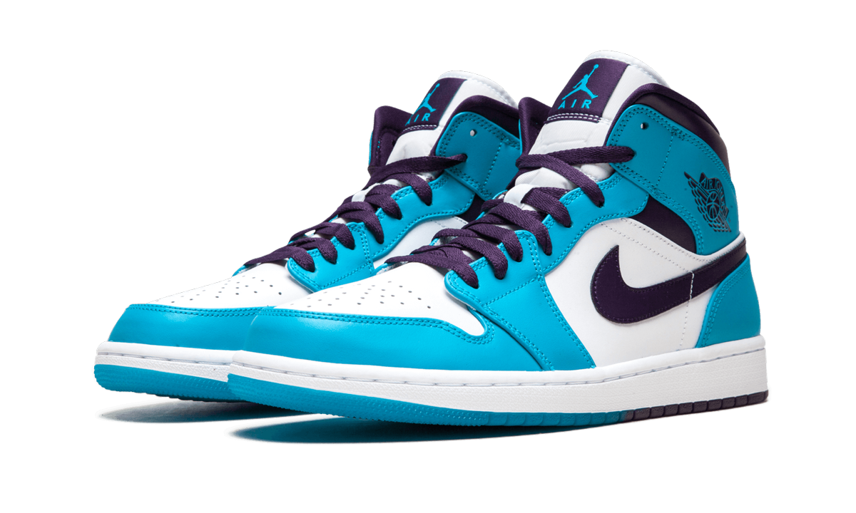 jordan 1 mid hornets+554724-415+diagnol left view