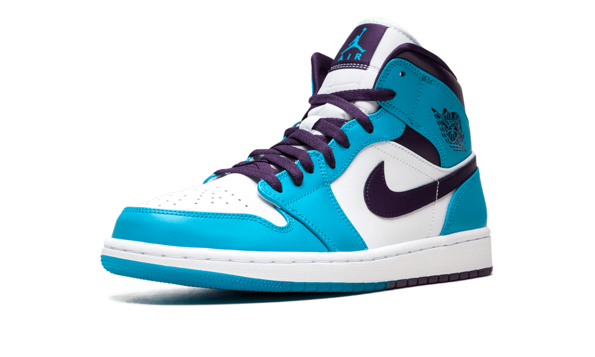 jordan 1 mid hornets+554724-415+left diagnol single view