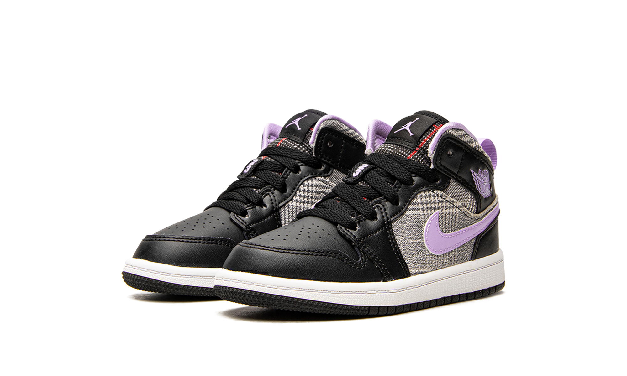 jordan 1 mid houndstooth ps+DC7227-015+diagnol left view