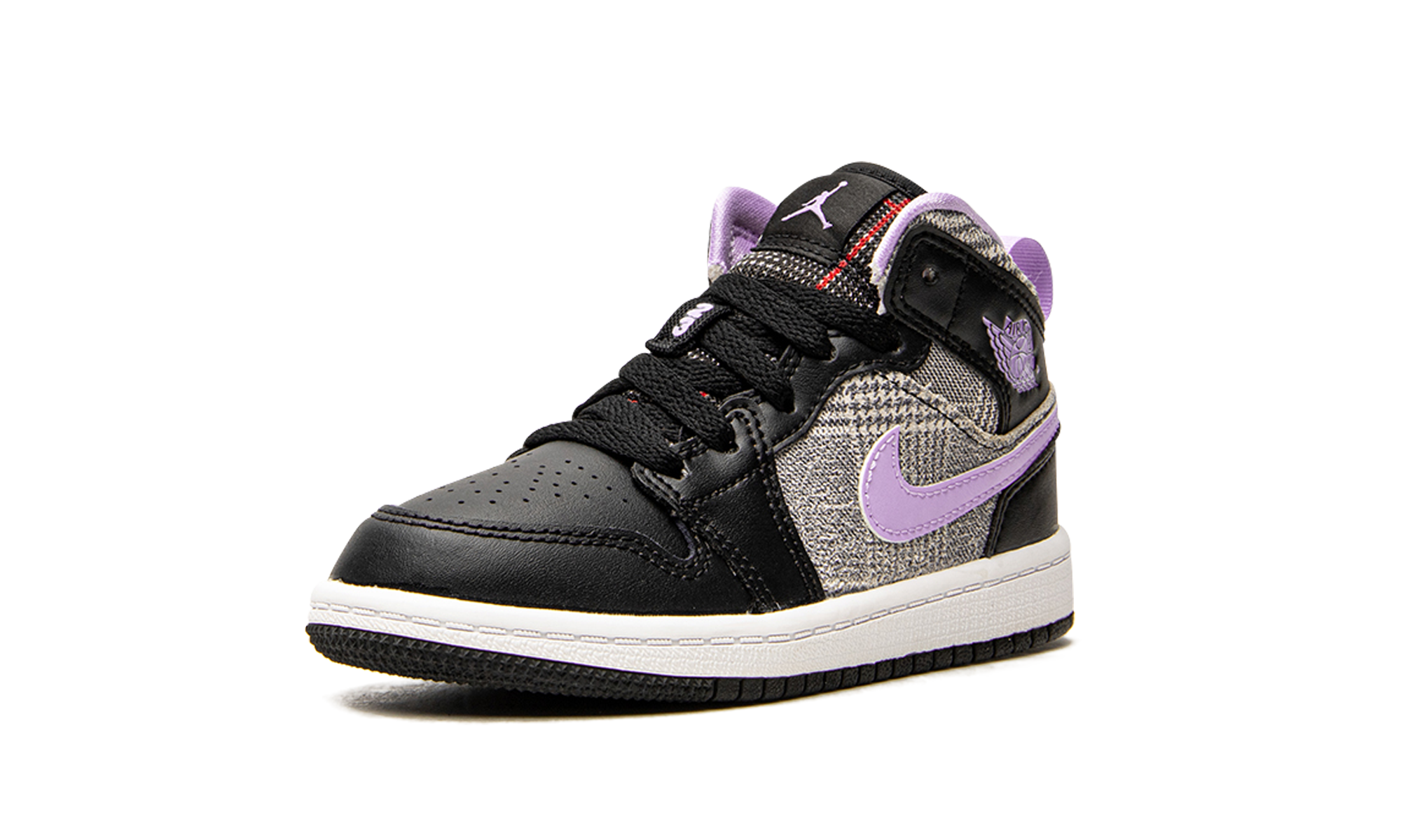 jordan 1 mid houndstooth ps+DC7227-015+left diagnol single view