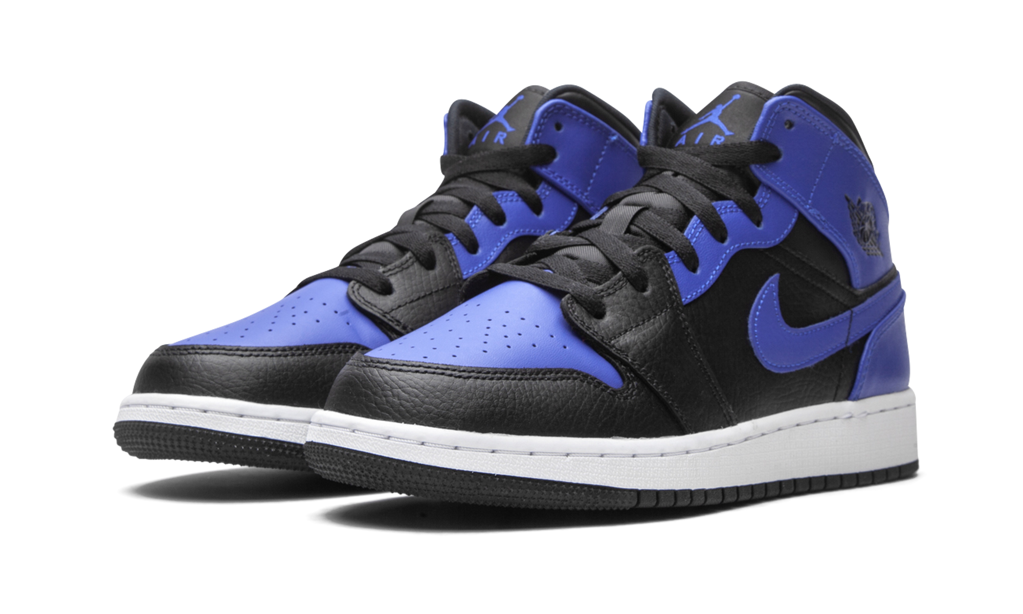 jordan 1 mid hyper royal gs+554725-077+diagnol left view