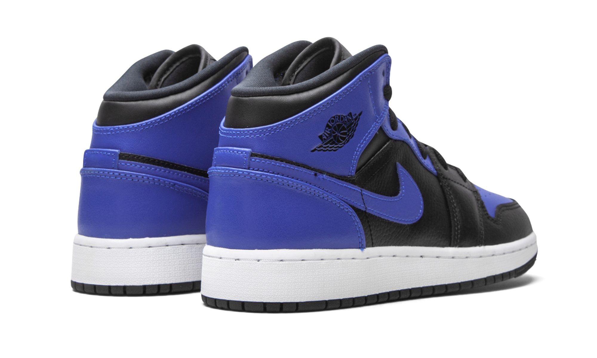 jordan 1 mid hyper royal gs+554725-077+diagnol right behind view