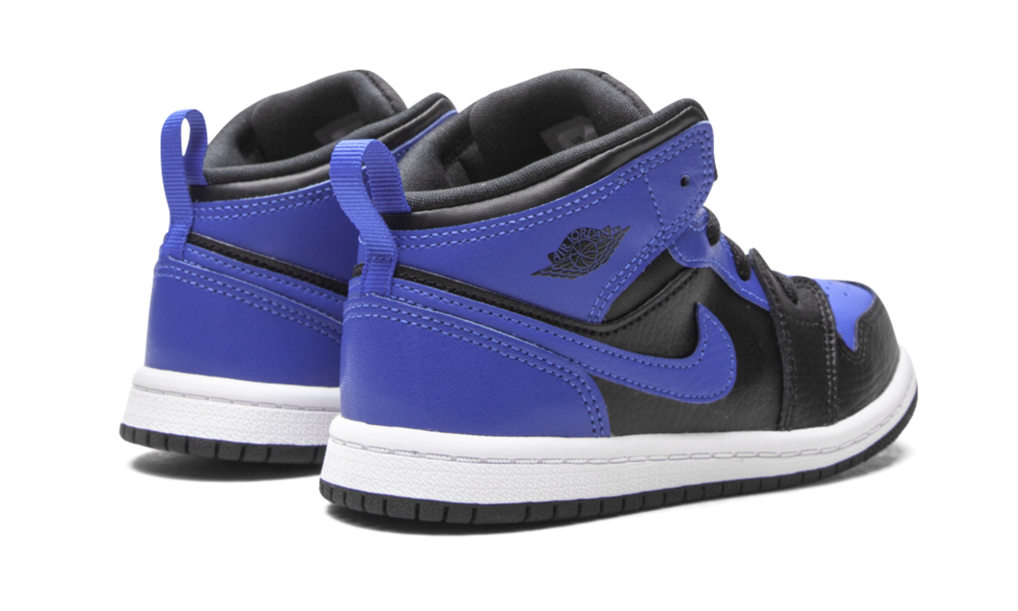 jordan 1 mid hyper royal td+640735-077+diagnol right behind view