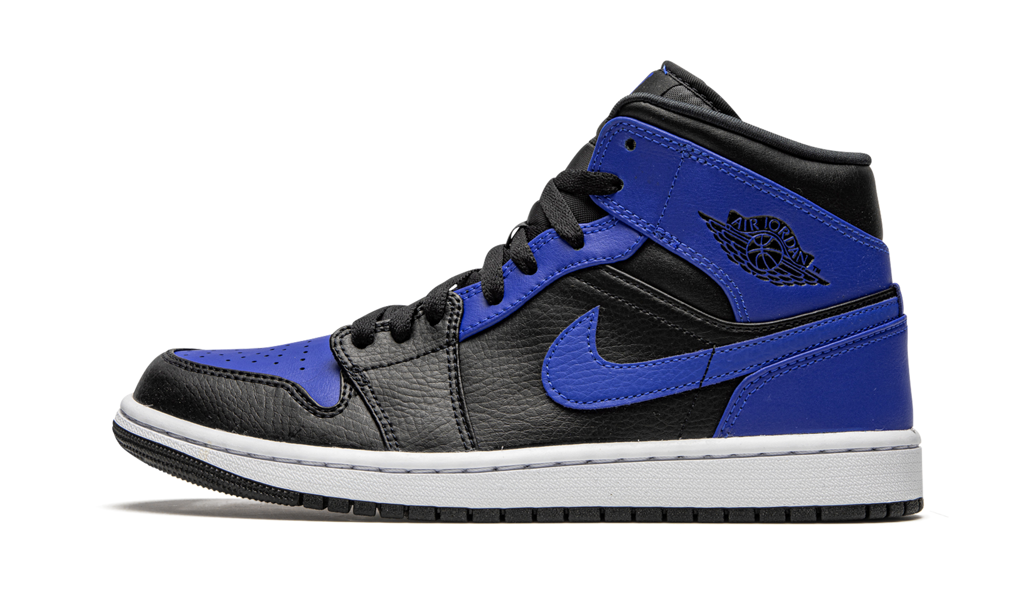 jordan 1 mid hyper royal tumbled leather+554724-077+diagnol right view 1