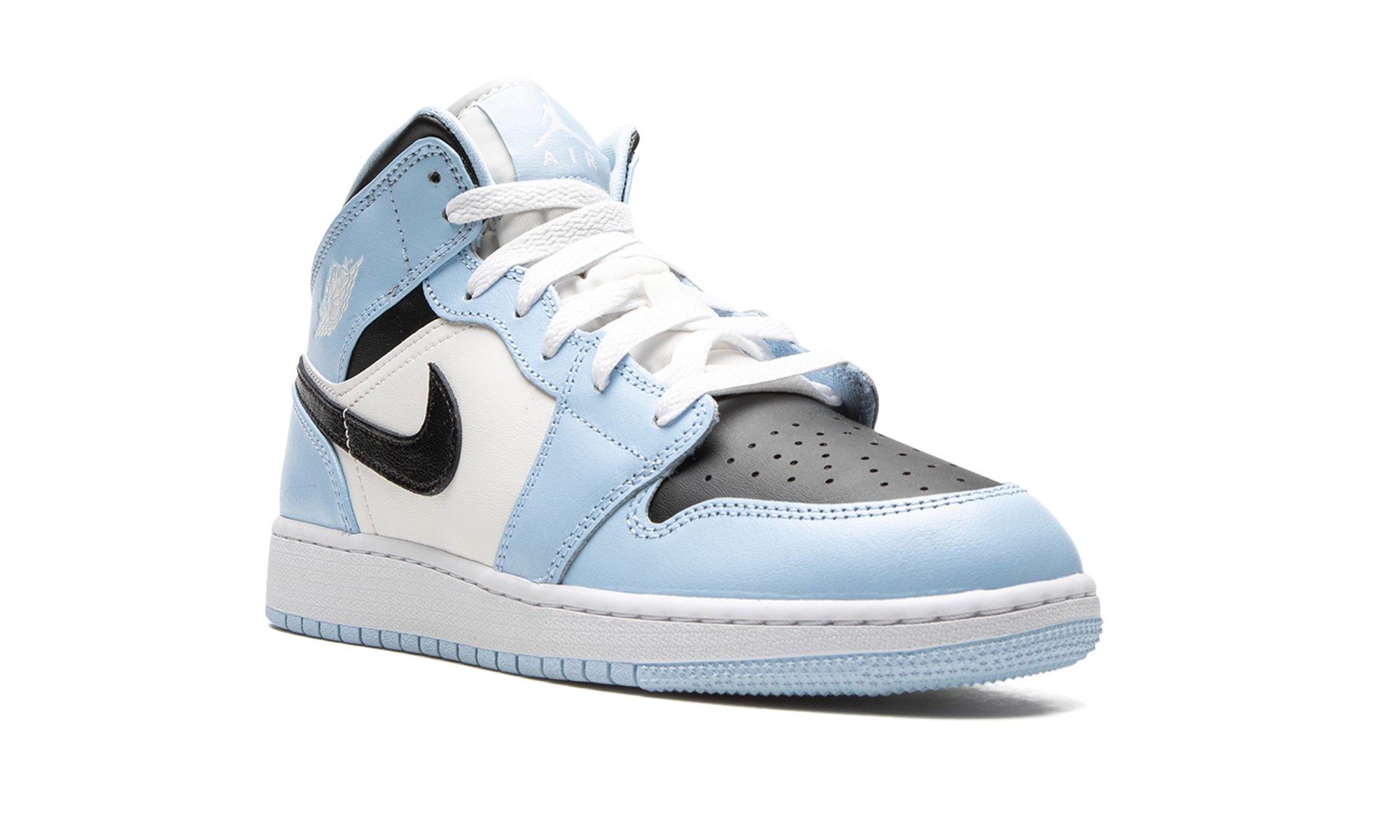 jordan 1 mid ice blue 2022 gs+555112-401+diagnol right view
