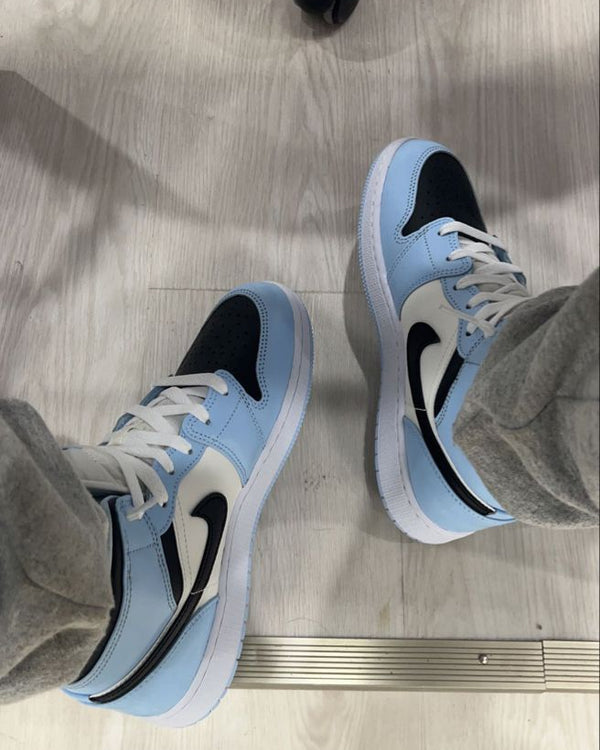 Jordan 1 Mid Ice Blue (2022) (GS), Lifestyle View 2, SKU 555112-401