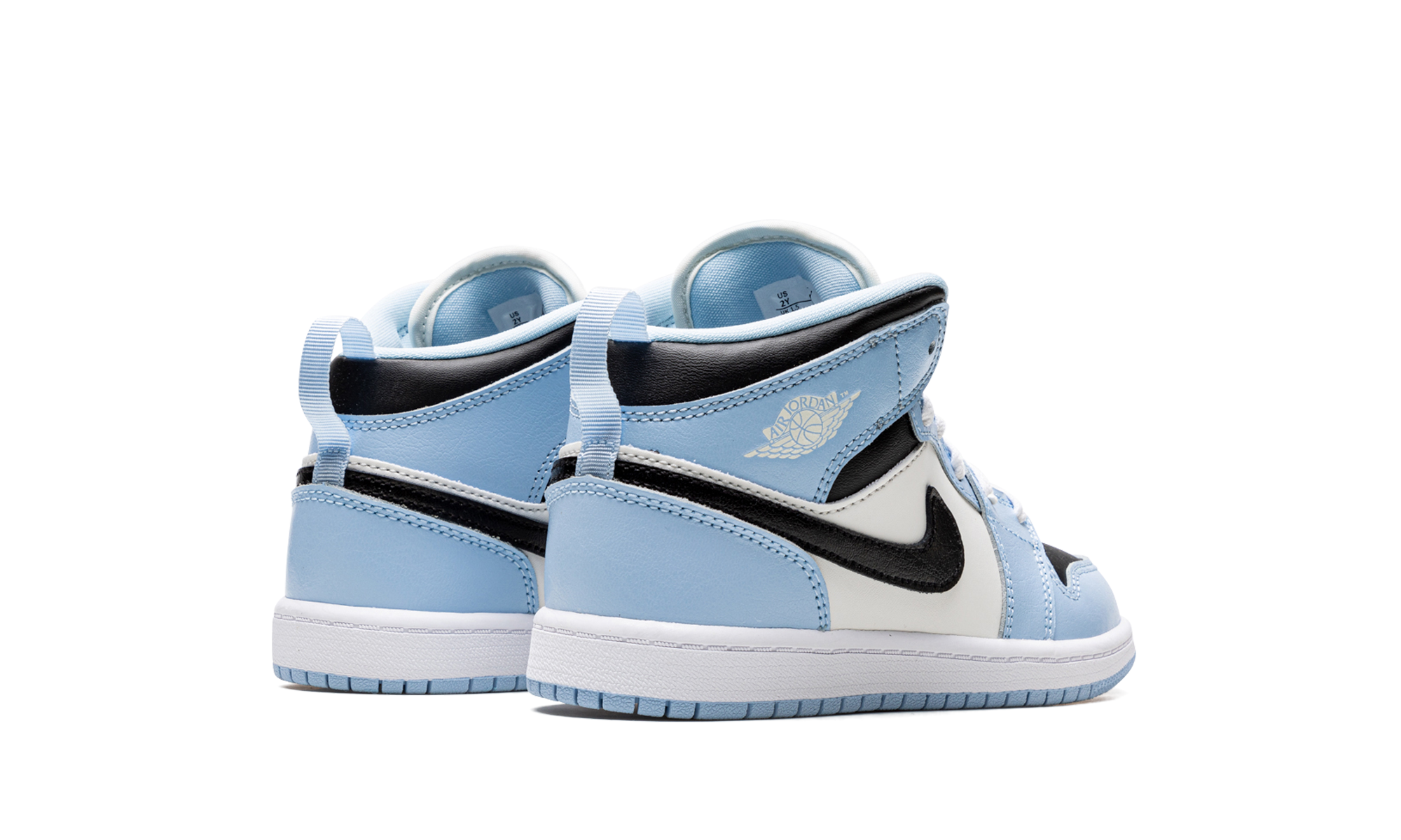 jordan 1 mid ice blue 2022 ps+640737-401+diagnol right behind view