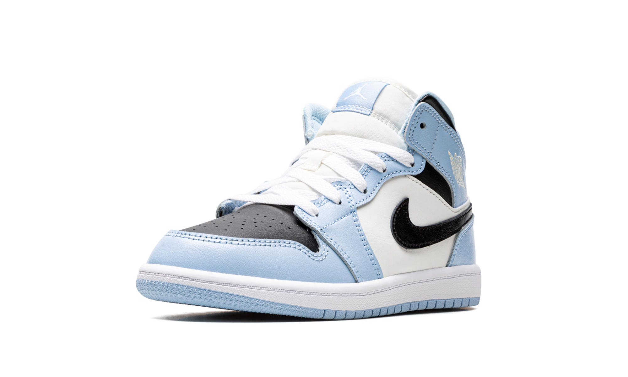 jordan 1 mid ice blue 2022 ps+640737-401+left diagnol single view