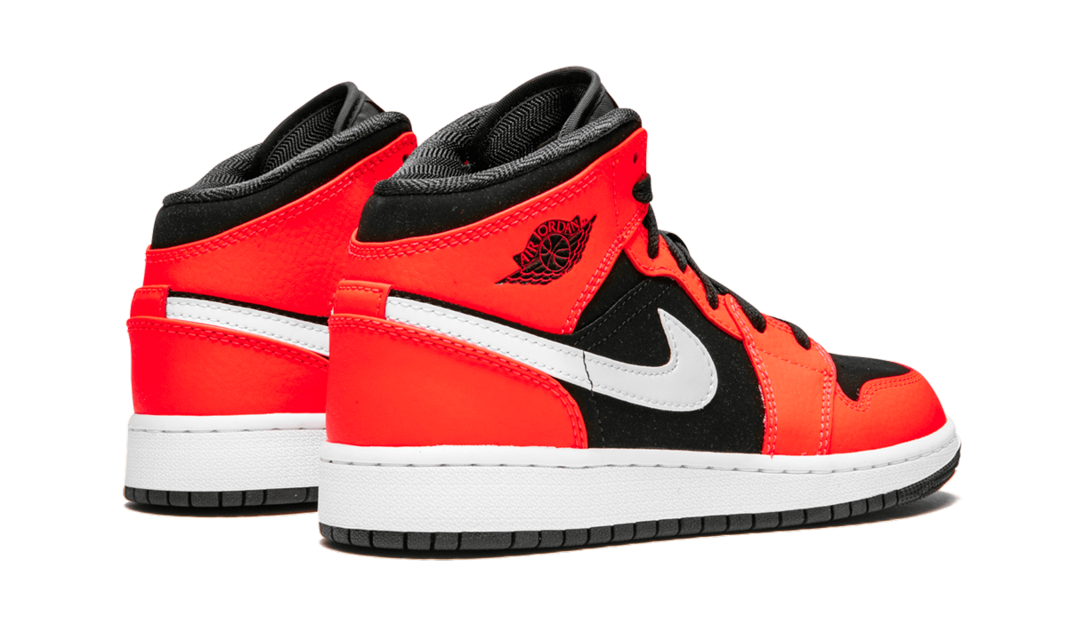 jordan 1 mid infrared 23 gs+554725-061+diagnol right behind view