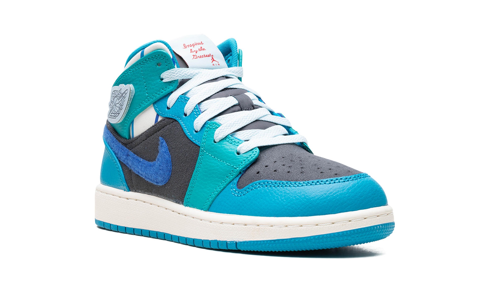 jordan 1 mid inspired by the greatest aquatone gs+FJ9482-004+diagnol right view