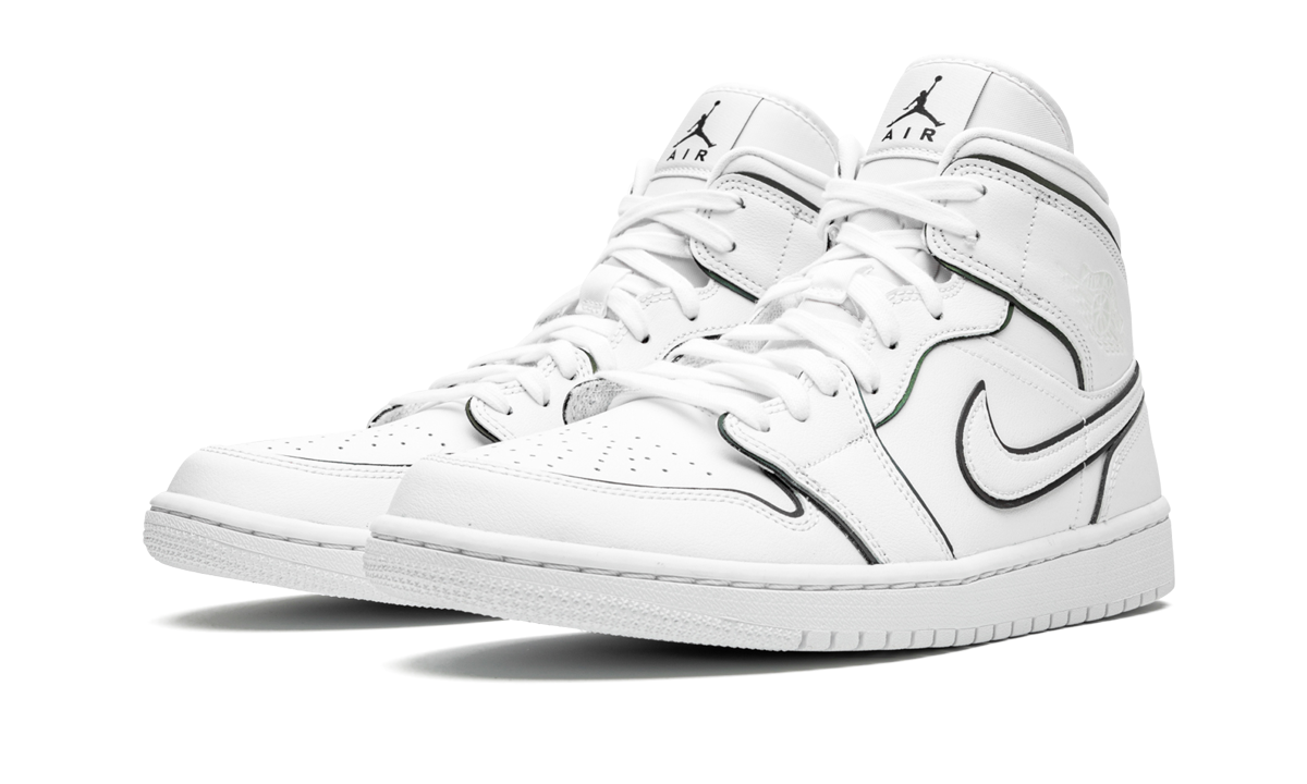 jordan 1 mid iridescent reflective white women s+CK6587-100+diagnol left view