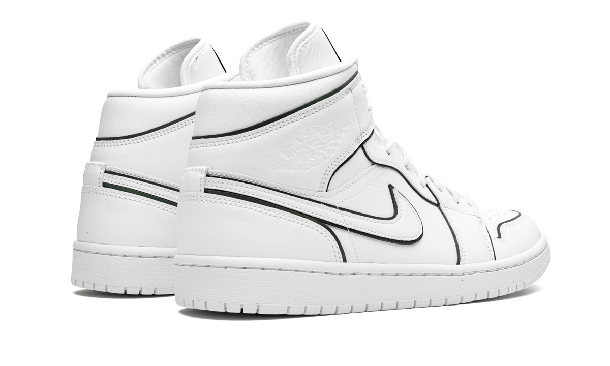 jordan 1 mid iridescent reflective white women s+CK6587-100+diagnol right behind view