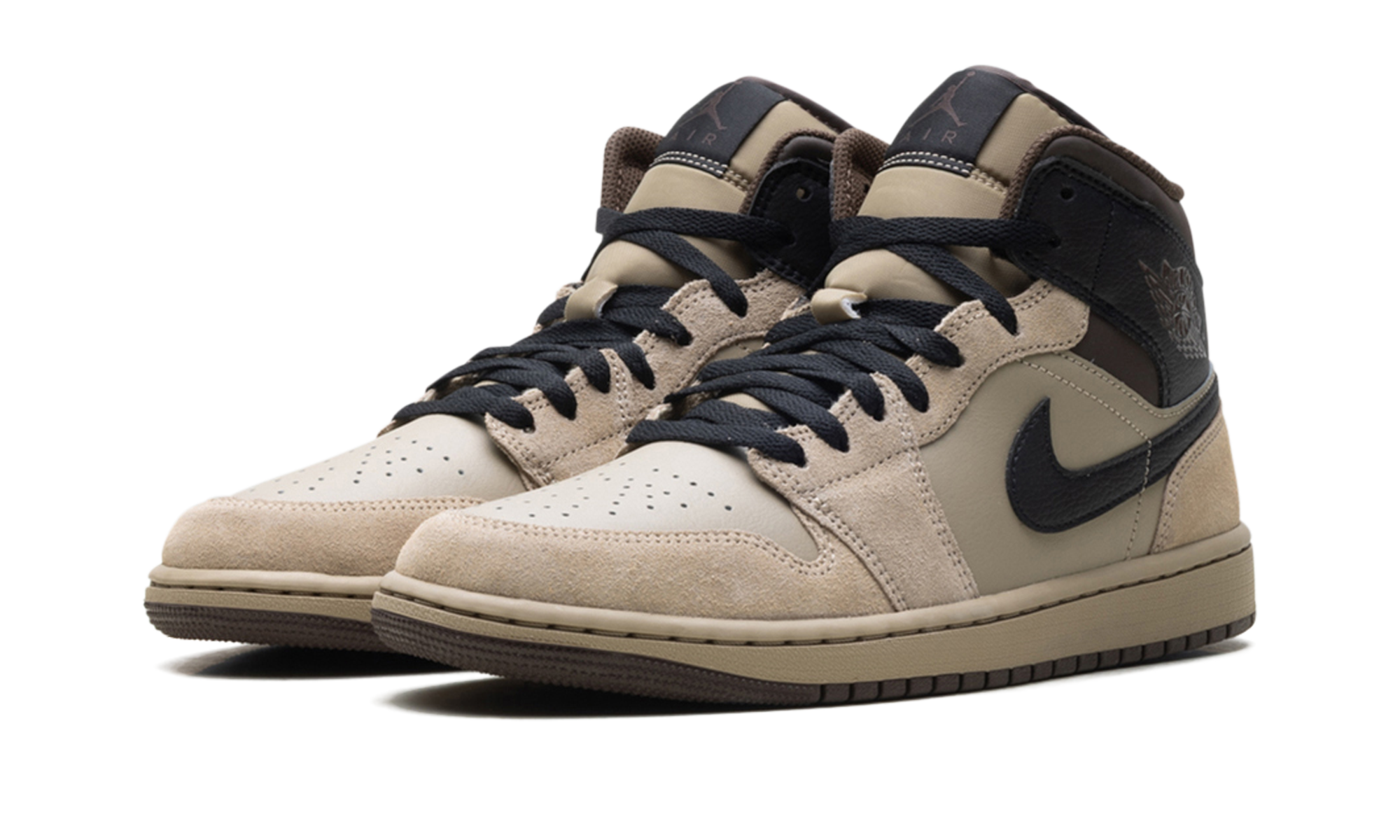 jordan 1 mid khaki baroque brown+HV6422-200+diagnol left view