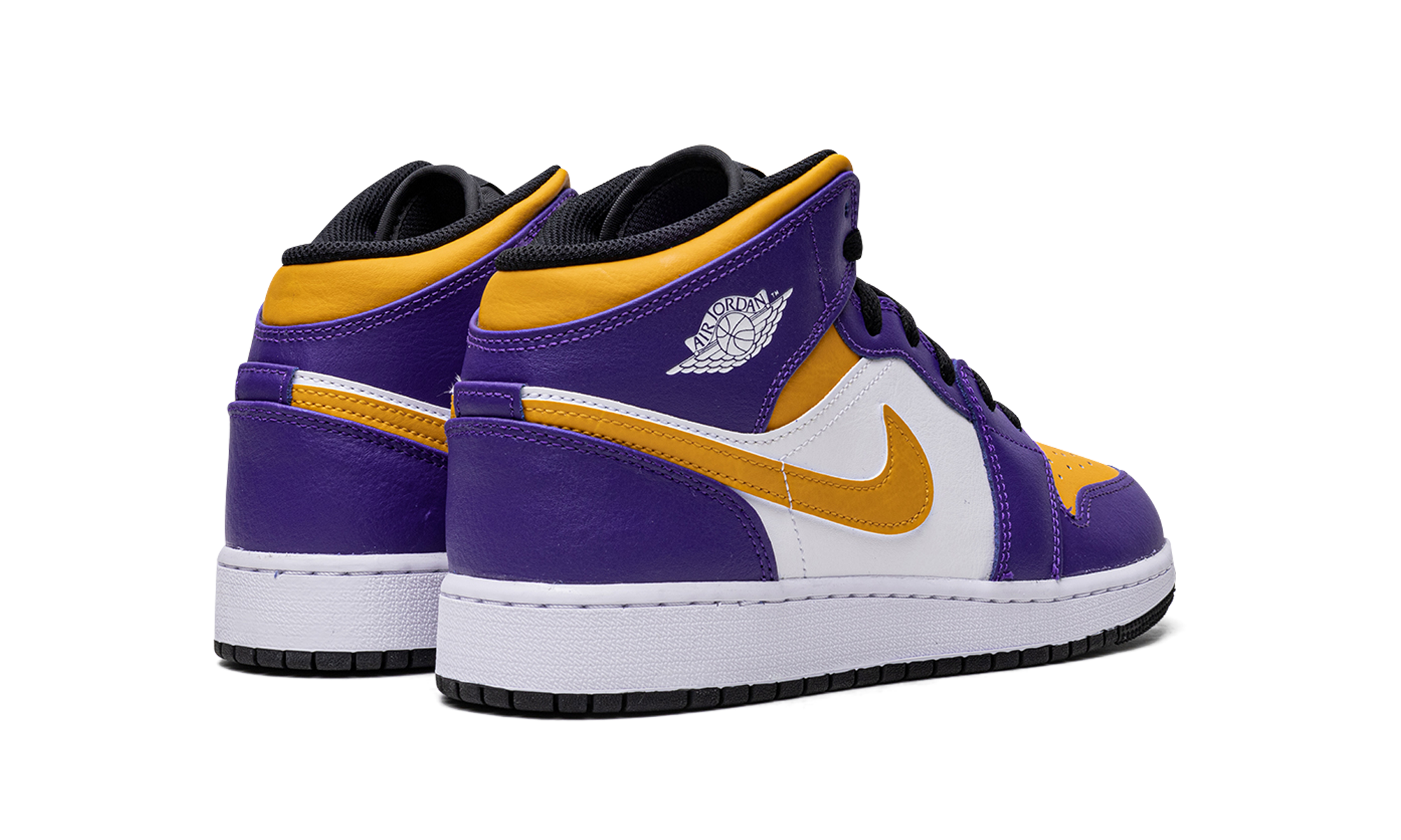 jordan 1 mid lakers 2022 gs+DQ8423-517+diagnol right behind view