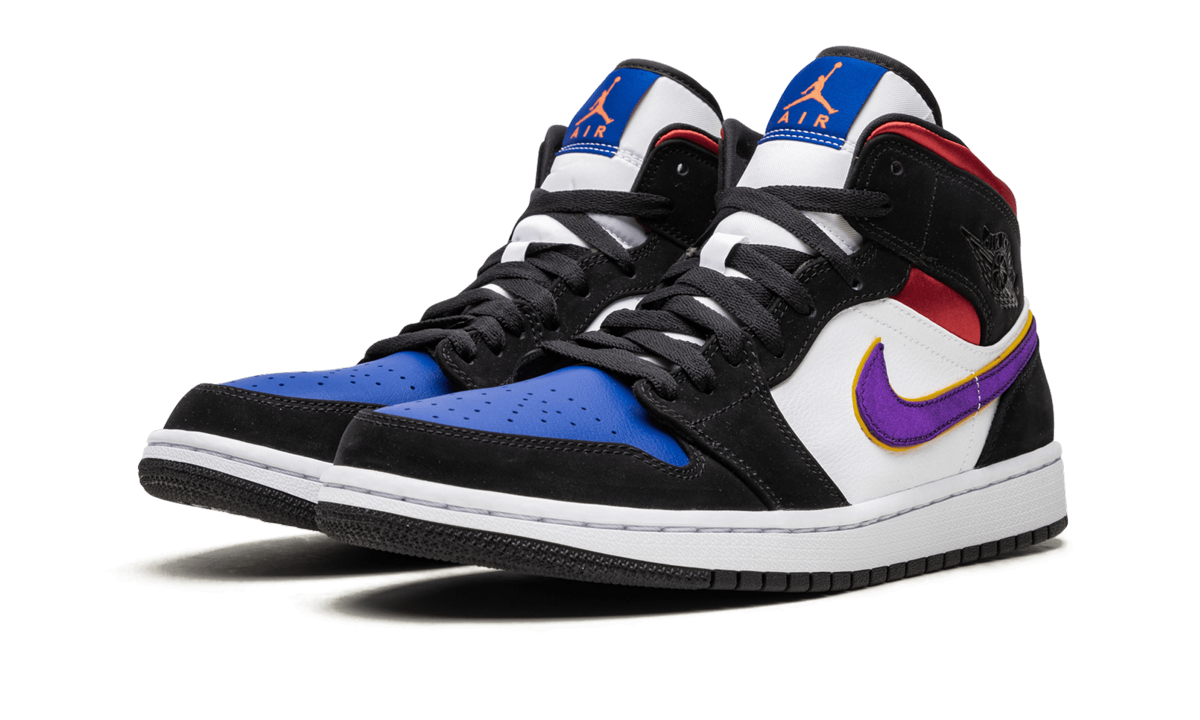 jordan 1 mid lakers top 3+852542-005+diagnol left view