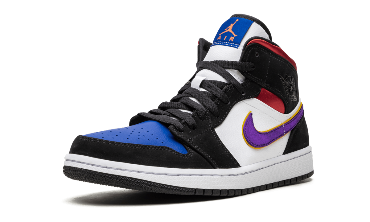 jordan 1 mid lakers top 3+852542-005+left diagnol single view