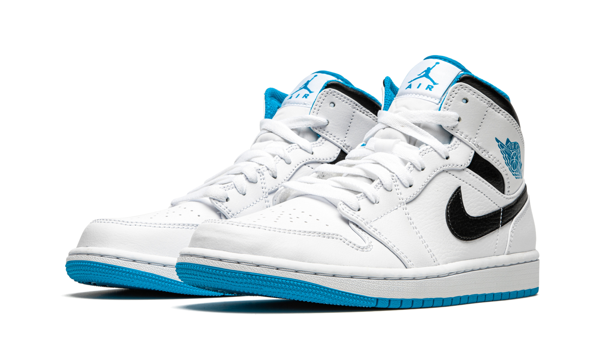 jordan 1 mid laser blue+554724-141+diagnol left view