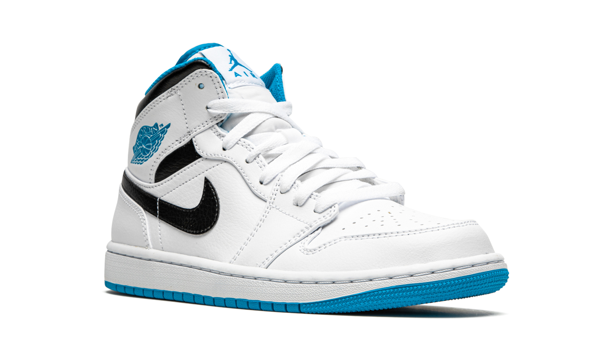 jordan 1 mid laser blue+554724-141+diagnol right view