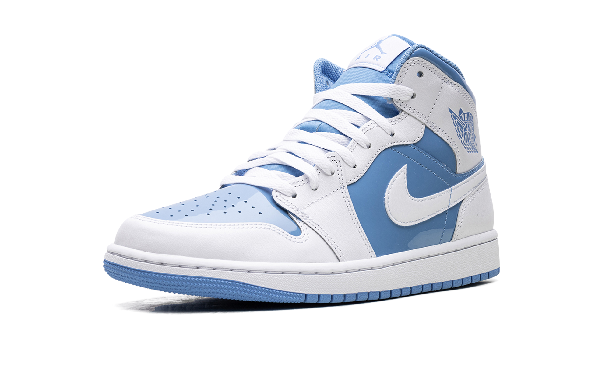 jordan 1 mid legend blue+FZ2142-114+left diagnol single view