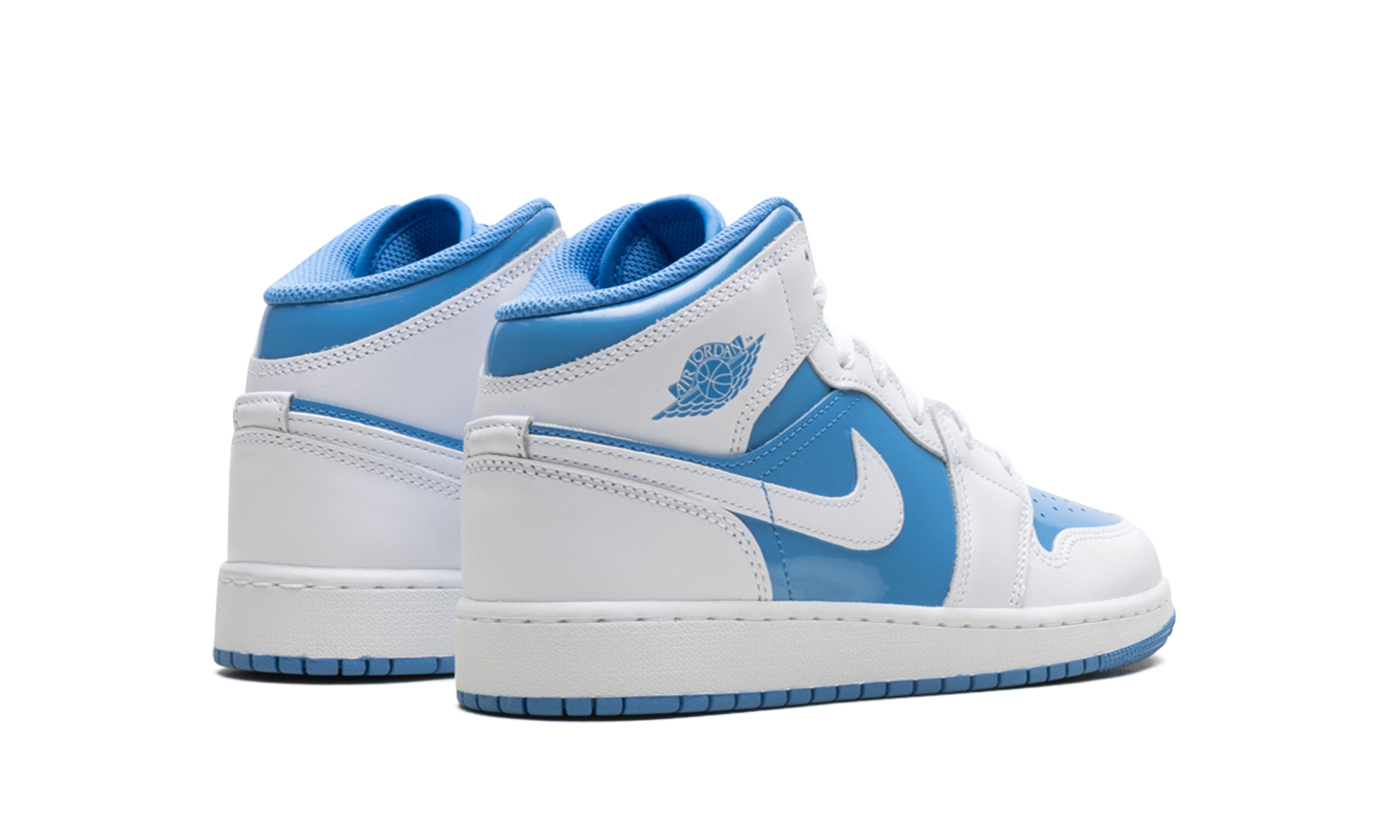 jordan 1 mid legend blue gs+FZ3933-114+diagnol right behind view