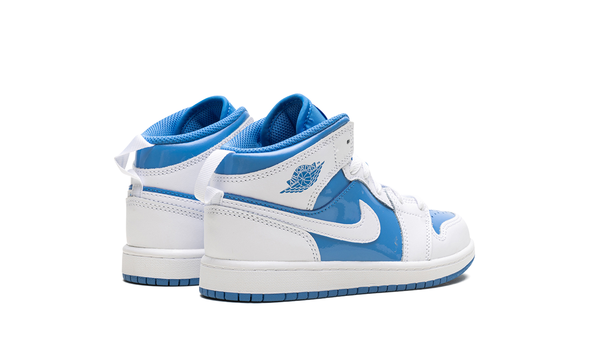 jordan 1 mid legend blue ps+FZ3932-114+diagnol right behind view