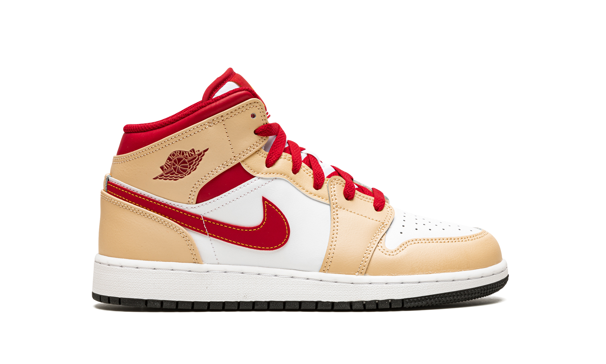 jordan 1 mid light curry cardinal gs+554725-201+right view