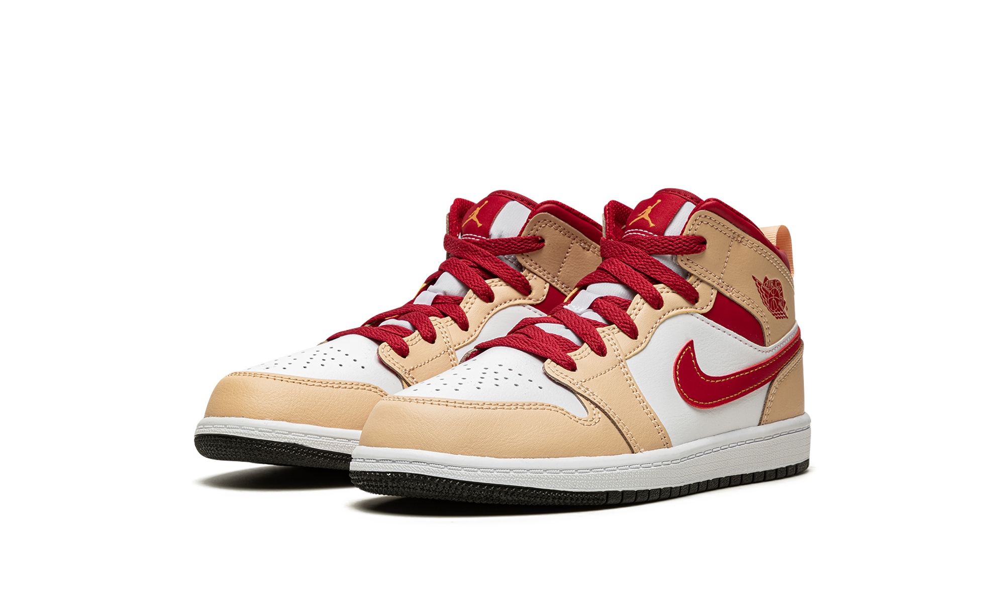 jordan 1 mid light curry cardinal ps+640734-201+diagnol left view