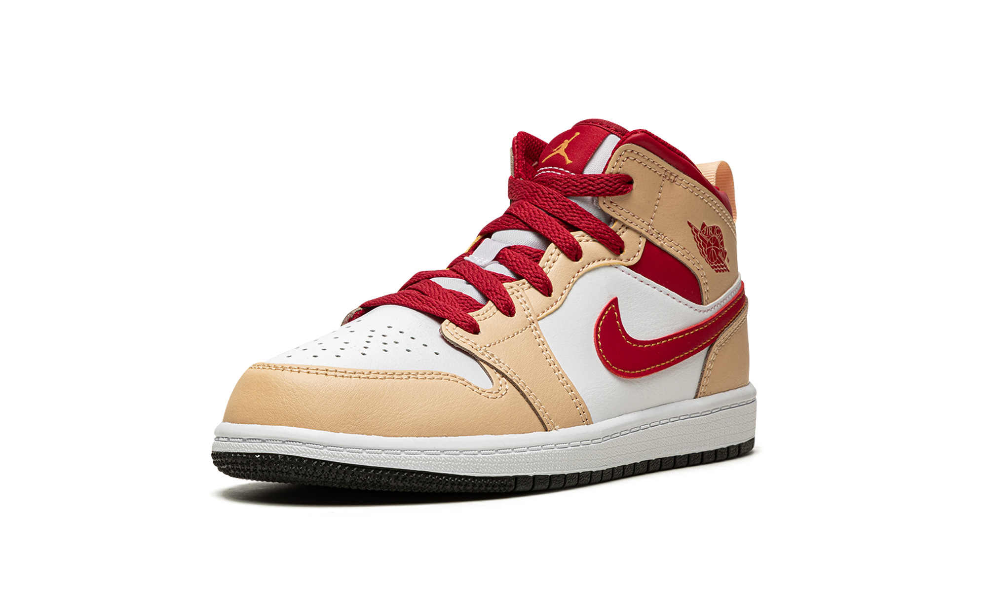 jordan 1 mid light curry cardinal ps+640734-201+left diagnol single view
