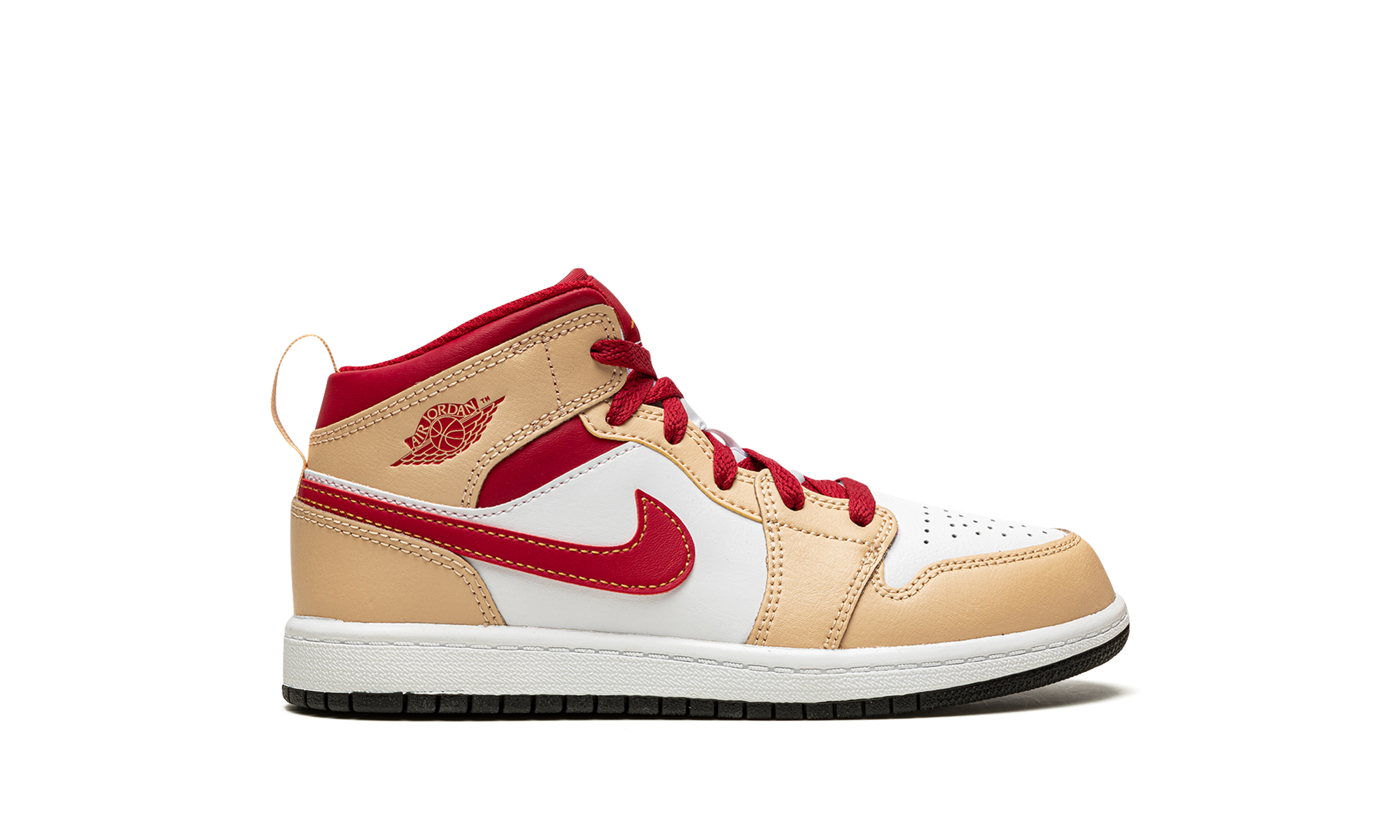 jordan 1 mid light curry cardinal ps+640734-201+right view