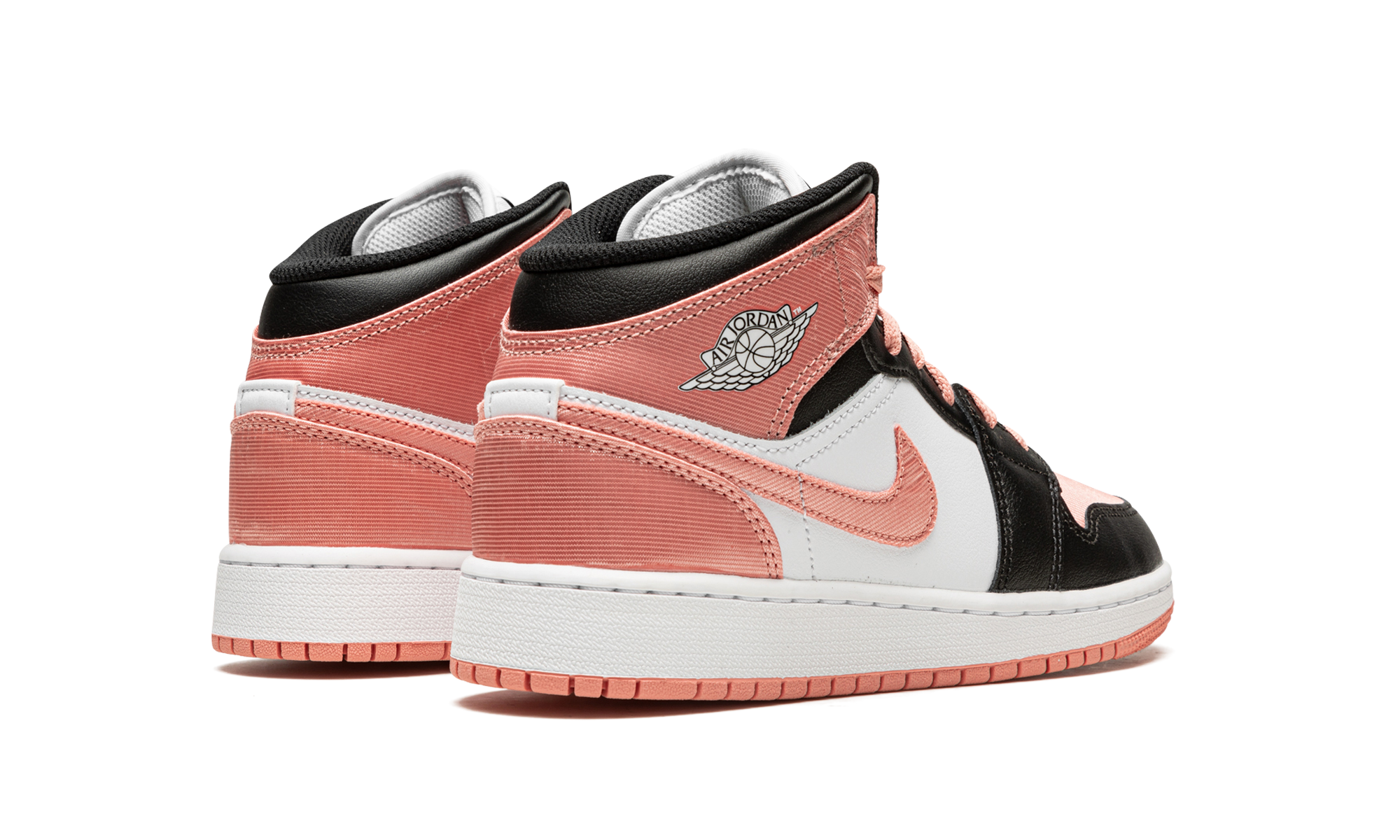jordan 1 mid light madder root gs+DM9077-108+diagnol right behind view