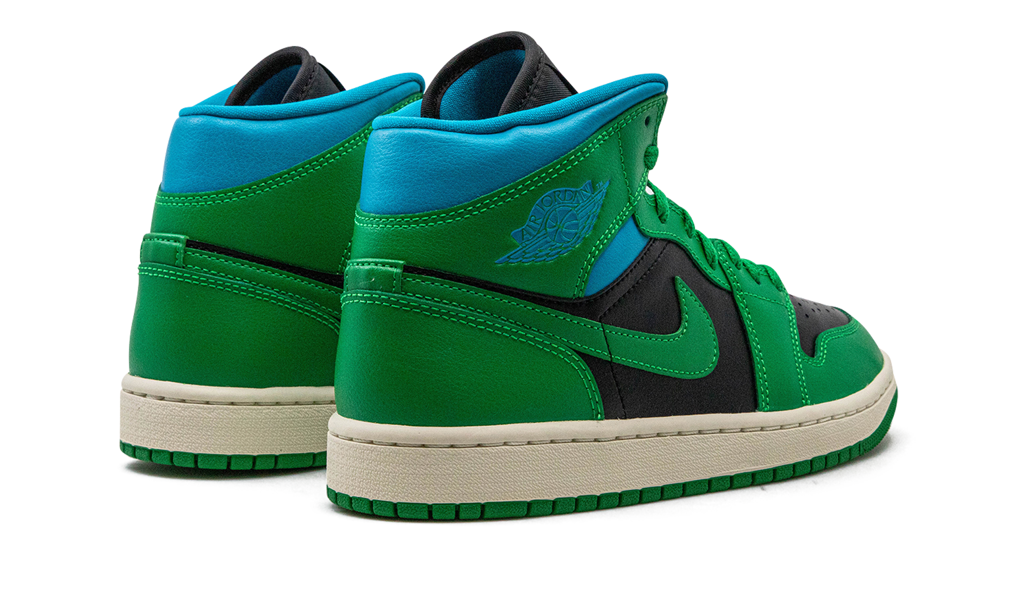 jordan 1 mid lucky green aquatone women s+BQ6472-033+left diagnol single view