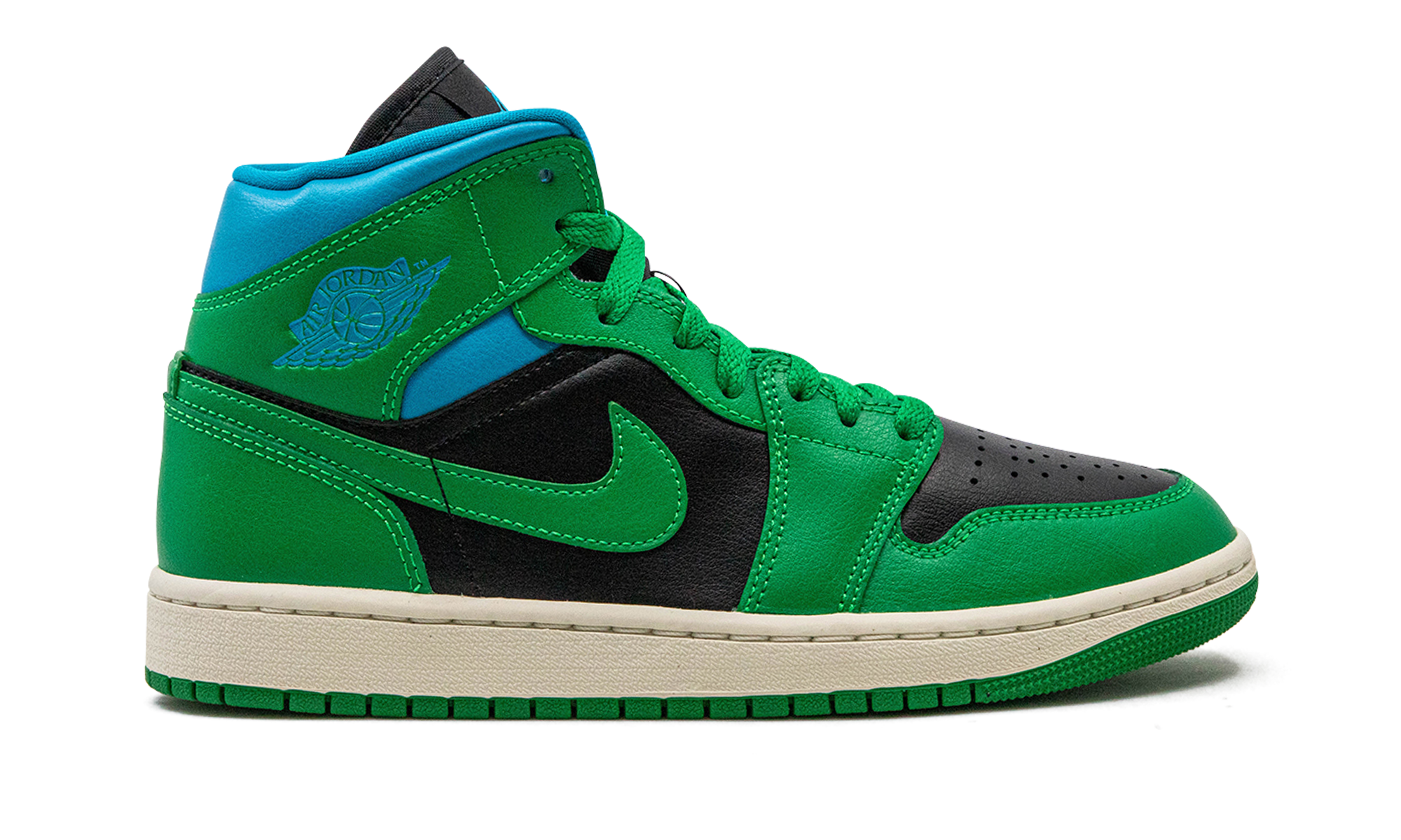 jordan 1 mid lucky green aquatone women s+BQ6472-033+diagnol right view