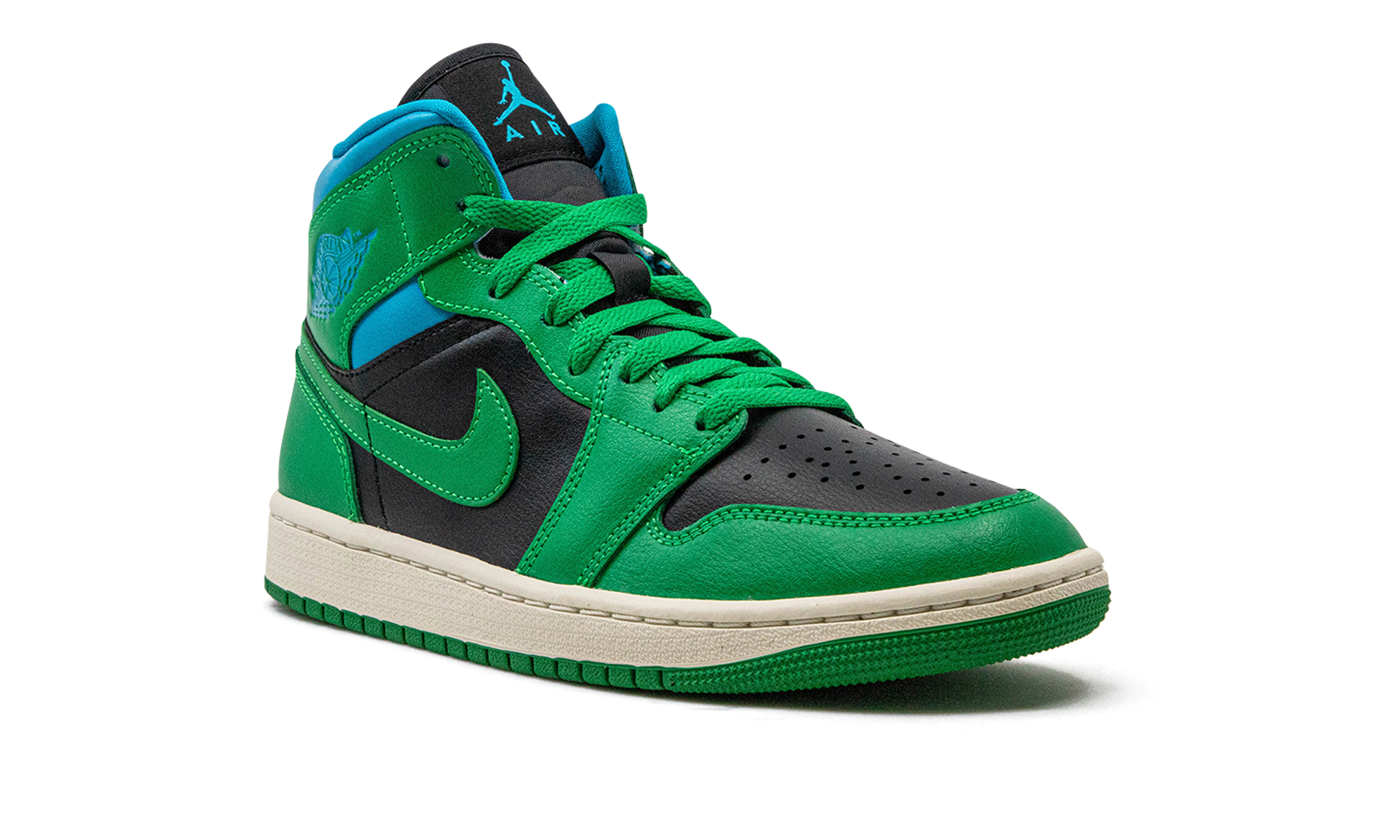 jordan 1 mid lucky green aquatone women s+BQ6472-033+diagnol right view 1