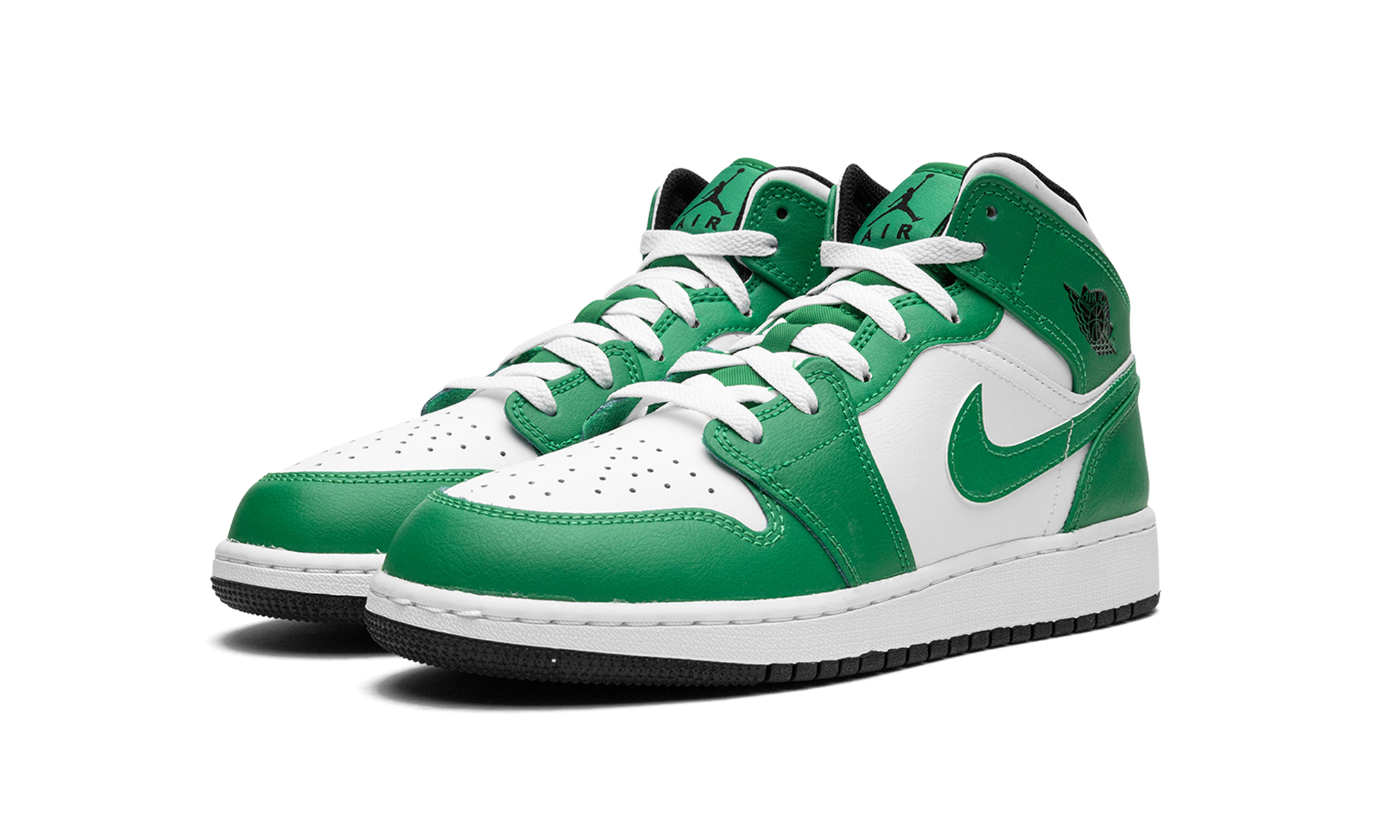 jordan 1 mid lucky green gs+DQ8423-301+diagnol left view