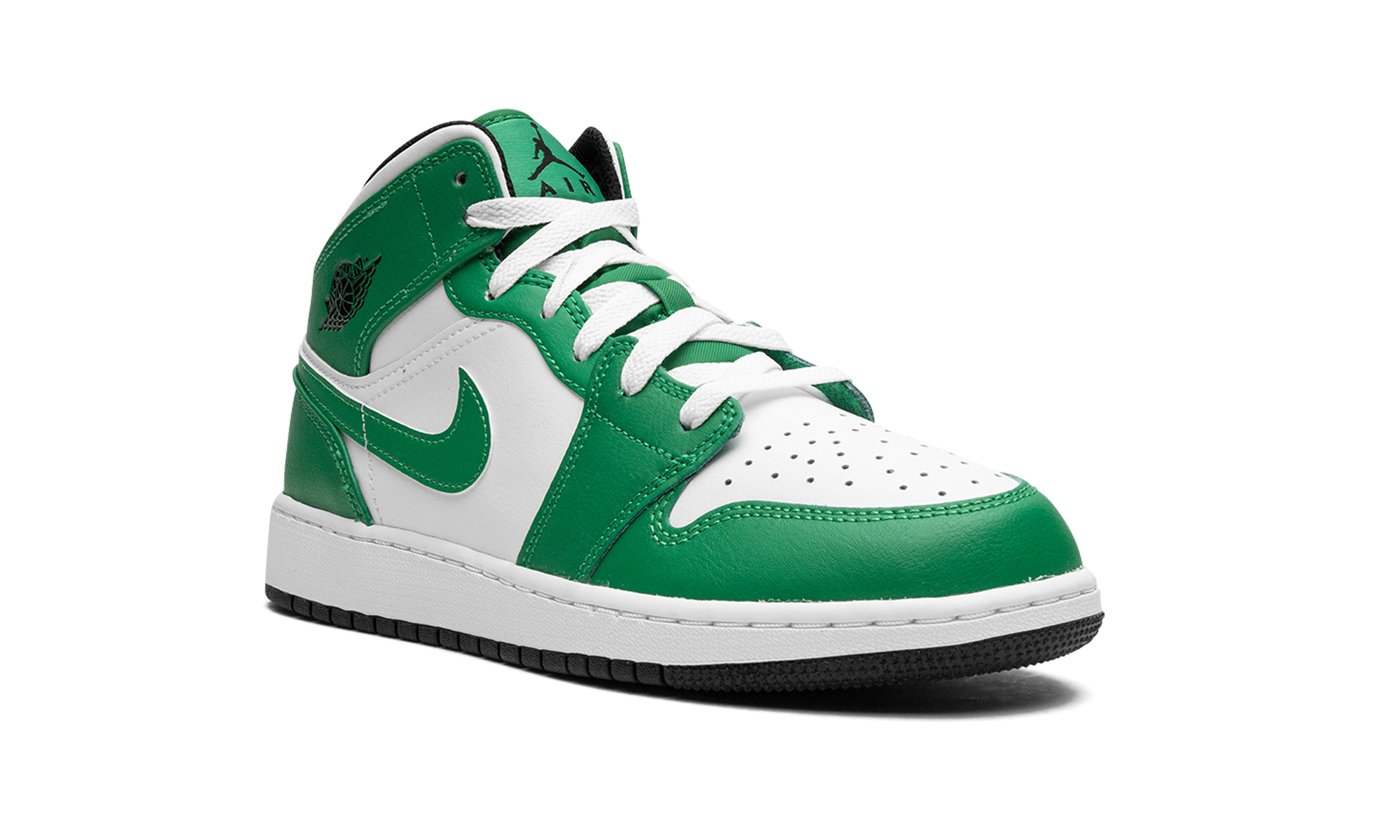 jordan 1 mid lucky green gs+DQ8423-301+diagnol right view
