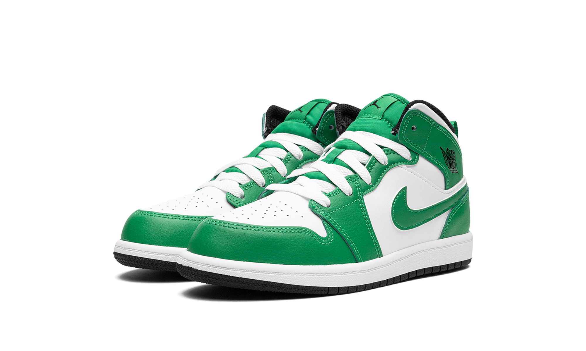 jordan 1 mid lucky green ps+DQ8424-301+diagnol left view