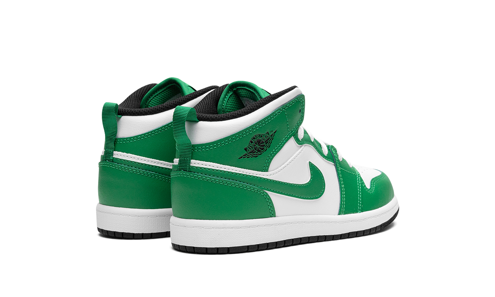 jordan 1 mid lucky green ps+DQ8424-301+diagnol right behind view